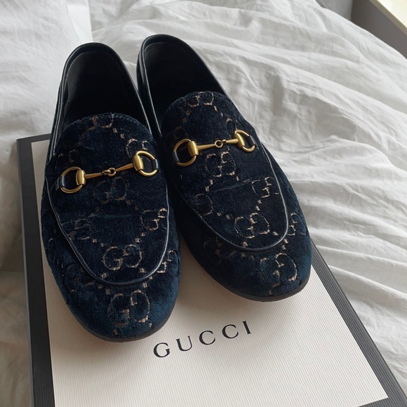 Gucci Shoes - Gucci Jordaan GG blue velvet loafer